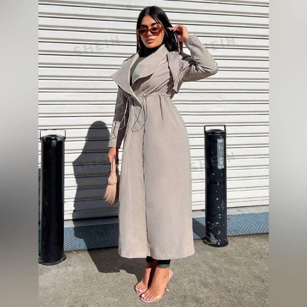*Brand New* Long Drawstring Waist Trenchcoat